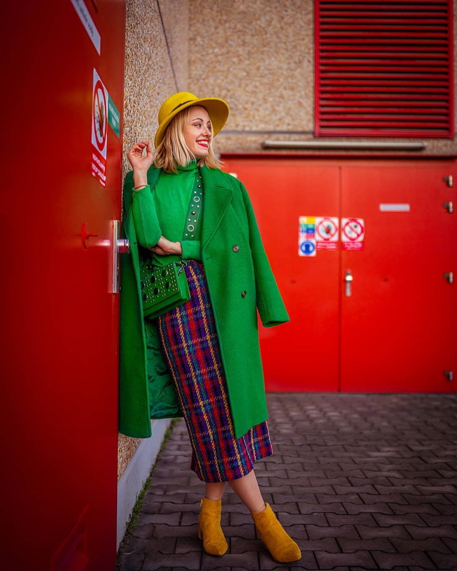 zeleny kabat midi sukna zimny outfit stylemon blogerka